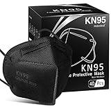 Hotodeal KN95 Face Mask 40 PCs, Black KN95, 5 Layers Cup Dust Mask, for Men, Women, Healthcare/Essential Workers