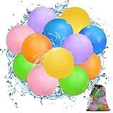 SOPPYCID Reusable Water Balloons Magnetic: Water Balloons for Kids Adult - Summer Outdoor Pool Beach Toys - 12 Pack Soft Water Bombs - Quick Fill Self Sealing Water Balls