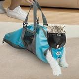 Cinf Cat Nail Clipping Cleaning Grooming Restraint Bag （Free Muzzle） No Scratching Biting for Bathing Nail Trimming Injecting Examining (Blue,M)