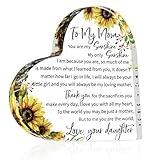 DECEED Gifts for Mom, Acrylic Heart-Shaped Keepsake Sign - 3.9 x 3.9 Inch, Mother’s Day Birthday Gifts from Daughter Son, Acrylic Plaque Decorative Signage for Mothers, Stepmom, Mother in Law