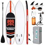 FunWater SUP Inflatable Stand Up Paddle Board 11'x33''x6'' Ultra-Light Paddleboard with ISUP Accessories,Fins,Adjustable Paddle, Pump,Backpack, Leash, Waterproof Bag