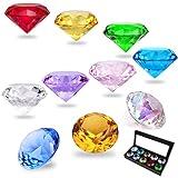 HDCRYSTALGIFTS 40mm(1.5 in) Crystal Diamond Jewels Paperweight Fake Diamonds Table Decoration Party Favors Gift, Glass Paperweight, Pack of 10 (Multicolor)