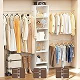 PatioPerk Walk in Closet System, Wood Closet Organizer System with 3 Extendable Hanging Rods, Wall Mounted Closet Organizers Storage System for Walk-in Closet