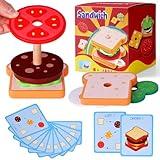 MCPINKY Wooden Stacking Toys, Montessori Toys for Kids Sandwich Stacking Toys Educational Preschool Learning Toys for Boys Girls Birthday Gifts