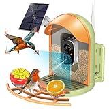 Bird Feeder with Camera, 2K HD Camera Birds Feeder with AI Recognition, Solar Powered Birdfeeder Cam with Night Vision, IP65 Outdoor Backyard Birds Watching, Gift for Bird Lovers – Light Green