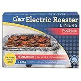 PanSaver Cooking Liners - Disposable Electric Roasting Pan Liners for Instant Cleanup with No Scrubbing - Clear, 2 Count