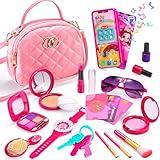 Toddler Purse for Little Girls, Pretend Play Makeup Kits for Girl Toys Age 4-5 3-5 4-6, Kids Purse with Accessories, Pink Princess Toys for 3 4 5 6 Year Old Girl Birthday Gifts