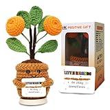 Sakkrrua Handmade Emotional Positive Flower Crochet, Cute Cheer Up Gifts for Women, Crochet Plant with Inspirational Card for Nurse Teacher Boss, Thank You Gifts for Friends, Coworker