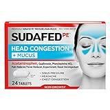 Sudafed PE Head Congestion + Mucus Tablets for Sinus Pressure, Pain & Congestion, 24 ct