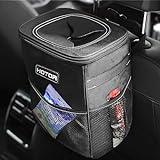 HOTOR Car Trash Can with Lid and Storage Pockets - 100% Leak-Proof Organizer, Waterproof Garbage Can, Multipurpose Trash Bin for Car, 2 Gallons, Black