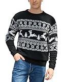 MyFav Men Ugly Christmas Sweater Winter Novelty Pullover Sweater for Funny Holiday Xmas Party Black Deer,XL