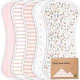 Organic Burp Cloths Baby Boy & Girl - 5-Pack Super Absorbent Cotton Burping Cloths for Babies, Soft & Plush Newborn Spit Up Rags, Infant Towels for Milk Spit Up, Unisex, Large 21" x 10" (Sweet Charm)