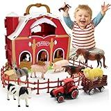 Red Barn and Farm Animal Figures Playset, 20Pack Preschool STEM Toys for Kids