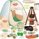 Kids Camping Set, SMILESSKIDDO 41 PCS Pretend Camping Set for Kids 3-5 with Pop Up Tent - Indoor and Outdoor Play Camping Toys for Toddlers