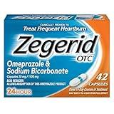 Zegerid OTC, Omeprazole 20mg + Sodium Bicarbonate, Heartburn Medicine, Acid Reducer, PPI, 24hr All Day Protection, 1 pack 42 Capsules