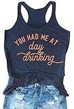 Women's Racerback Tank Tops You Had Me Summer Casual Loose-Fit Tops Camisole Workout Yoga Tanks Vacation Beach Shirts (XL, Deep Blue)
