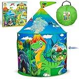 YoYa Toys Dinosaur Play Tent for Toddler Boys & Girls | Foldable Dino Indoor Outdoor Playhouse Fort with Games & Carrying Bag | Adorable Kids Tent Playset Makes a Great Gift Idea