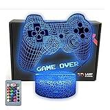 TriPro Joystick Game Over 3D Illusion Room Desk Decor Lamp Gaming Night Light with 16 Colors Change, Touch & Remote Room Decorations