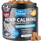 Cat Calming Treats - Hemp Calming Care for Cats - Cat Melatonin Soft Chews with Hemp Seed Oil and Probiotics - Cat Anxiety Relief - Storms, Travel, Grooming, Separation - Calming Chews for Cats