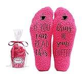 Humor Us Home Goods Pink Funny Socks for Women Bring Me Coffee Cozy Fuzzy Socks in Cupcake Packaging - Warm Slipper Socks - Cool Mom Fluffy Socks - Stocking Stuffers - Christmas Gifts for Her