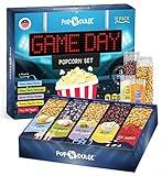 Game Day Movie Night Popcorn Gift Set Gifts For Men Family Gifts Party Supplies, 5 Non-GMO Gourmet Popcorn Kernels and 5 Popcorn Seasoning Flavoring - 10 Pack