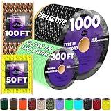 TECEUM Paracord Type III 550 Black – 100 ft – 4mm – Tactical Rope MIL-SPEC – Outdoor para Cord –Camping Hiking Fishing Gear and Equipment – EDC Parachute Cord – Strong Survival Rope 016b