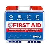 Be Smart Get Prepared 110 pc First Aid Kit: Clean, Treat, Protect Minor Cuts, Home, Office, Car, School, Business, Travel, Emergency, Outdoor, Camping & Sports, FSA/HSA (Packaging may vary)