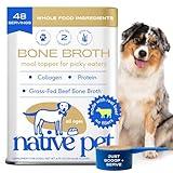 Native Pet Bone Broth for Dogs and Cats - Made with Real Beef Bone Broth, Dog Food Toppers for Picky Eaters - Provides Extra Hydration & Nutrition for Joint Strength, Immunity & Heart Health-48 Scoops