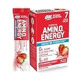 Optimum Nutrition Essential Amino Energy Plus Electrolytes Stick Packs, Energy Powder, Strawberry Burst, 7 Count