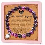 LEJIAJINW Heartfelt Sympathy Gifts for Loss of Love One Healing Bracelet for Women Get Well Soon Grief Bereavement Memorial Gift Loss of Mom Husband Brother Dad Father Purple Presents