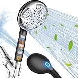 FEELSO Filtered Shower Head with Handheld, High Pressure 7-Spray Showerhead with Filters for Hard Water - Remove Chlorine, Reduce Dry Itchy Skin, Anti-clog Nozzles, Power Wash to Clean Tub, Tile & Pet