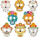 80UncleKimby 8PCS Dia De Los Muertos Masks - Halloween Felt Sugar Skull Crafts for Kids Adults, Day of The Dead Costume Accessories Decorations Classroom Activities Party Favors