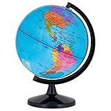 TCP Global 6" Blue Ocean World Globe with Black Base - Compact Mini Political Globe, Vertical Axis Rotation - Fun, Educational, Learn Earth Geography - School, Home Office, Shelf Desktop Display