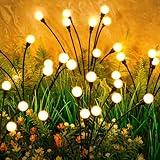 Solar Garden Lights, ASMAD 4 Pack 32 LED Solar Outdoor Lights, Outdoor Decorations Lights, Solar Swaying Lights, Firefly Lights for Patio Pathway Outdoor Decor, Big Bulb Solar Swaying Lights