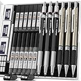 Nicpro 6PCS Art Mechanical Pencil Set, 3PCS Metal Drafting Pencil 0.5 mm & 0.7 mm & 0.9 mm & 3PCS 2mm Graphite Lead Holder (2B HB 2H) For Writing, Sketching Drawing With Lead Refills Case