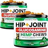 (2 Pack) Hemp Hip and Joint Supplement for Dogs - Glucosamine for Dogs - 340 Dog Joint Pain Relief Treats - Chondroitin, MSM, Hemp Oil - Advanced Dog Joint Supplement Health - Mobility Support Chews