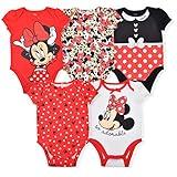 Disney Minnie Mouse 5-Pack Adorable Girls Bodysuits for Infants and Newborns