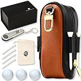 Golf Pro Gift Set - Golf Sets for Men with 3 Surlyn Golf Balls, 4 Tees, Golf Ball Marker, Multi-Purpose Tool, Reusable Gift Box - 2-Toned Waterproof Storage Bag for Golfing Essentials