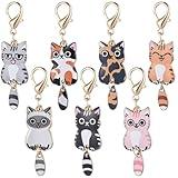 Nogeqi 7 Pcs Cat Keychain, Cute Cats Charms, Kawaii Cat Key Chains, Kitty Keyring, Cats Accessories for Women Car Keys Purse Handbags Girls Women Gift DIY Crafts (Tail Can Wag)
