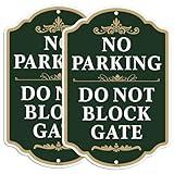 Yuzkouge No Parking Do Not Block Gate Sign - 2 Pack, 10” x 14” Rust Free Aluminum Sign, Weatherproof, Fade Resistant