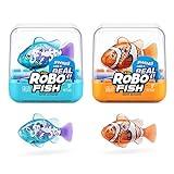 Robo Alive Robo Fish Robotic Swimming Fish (Teal + Orange) by ZURU Water Activated, Changes Color, Comes with Batteries, Amazon Exclusive (2 Pack) Series 3