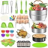 MIBOTE 98 Pcs Accessories Set for Instant Pot 5,6,8 Qt, 2 Steamer Baskets, Springform Pan, Egg Steamer Rack, Egg Bites Mold, Kitchen Tong, Silicone Pad, Oven Mitts, Cheat Sheet Magnet, and etc