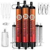 Lormandy Emergency Water Filter Straw, Personal Survival Water Filtration System, Water Purifier, Outdoor Survival Gear and Equipment for Hiking Camping Accessories Cycling Fishing Preparedness (3PCS)