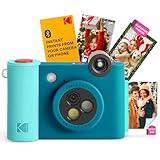 KODAK Smile+ 2-in-1 Digital Instant Print Camera & Wireless Bluetooth Photo Printer - 10MP, Special-Effect Rotating Lens, Zink 2x3” Sticky-Back Photos, Print via Fun App from Smart Devices - Blue