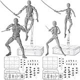 Meooeck 4 Sets Drawing Action Figures Action Figures Body Artists PVC Figure Model Drawing Models Drawing Mannequin Figure for Painting Body Model Artist Decoration Collection Gifts (Gray)