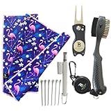 Big Strike Golf - Golf Accessories Kit Includes Designer Golf Towel, Divot Repair Tool, Club Head Brush Cleaner, Golf Head Groove Sharpener, Golf Tees & Luxury Gift Box. Christmas Golf Gift.