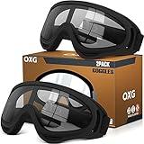 OXG 2 Pairs Motorcycle Goggles Fit Helmet, ATV Ski Goggles Anti-UV Dustproof Windproof Dirt Bike Goggles for Youth Men Women (clear)