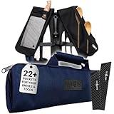 Chef Knife Roll Bag Travel Case | 8 Pockets for Knives & Tools | 2 Flaps with Cleaver & Mesh Pocket | Honing Rod Slot | Chef Knife Case for Professional & Culinary Work | Knives Not Included (Navy)