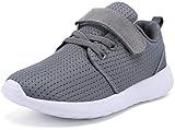 TOEDNNQI Boys Girls Sneakers Kids Lightweight Breathable Strap Athletic Running Shoes for Toddler/Little Kid/Big Kid Grey Size 10