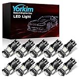 Yorkim 194 LED Bulbs Green Super Bright New 5th Generation, T10 LED Bulbs, 168 LED Bulb, LED Bulbs for Car Interior Dome Map Door Courtesy License Plate Lights W5W 2825, Pack of 10